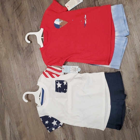 Cat & Jack Red, White & Blue Ice Cream & Tye Die USA Two Matching Set - Picture 1 of 7